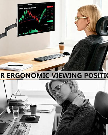 WALI Single Long Monitor Arm - 13 to 32 inch Computer Monitor Arm Desk Mount, Hold up to 19.8lbs, Extra Long Adjustable Stand, Full Motion Tall Arm, VESA 75/100mm, (GSDM001L)