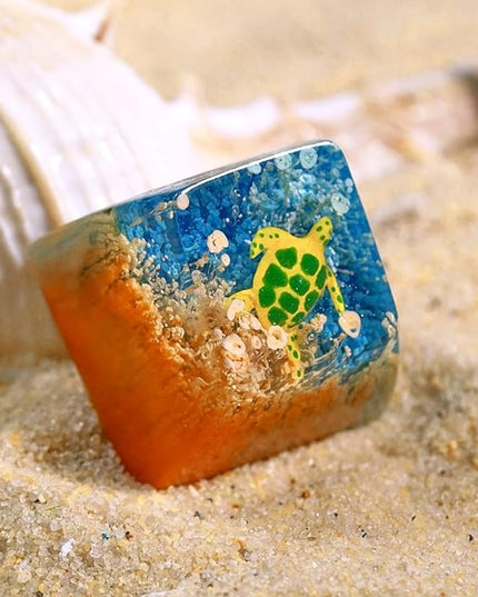 Sea Turtle Artisan Keycap R1 Orange and Blue Ocean Coral SA Profile Custom Sea Creatures Keycaps 1U ESC Handmade Gaming Resin Key Cap Cherry MX Switch Compatible Mechanical Keyboard Turtle Lover Gift