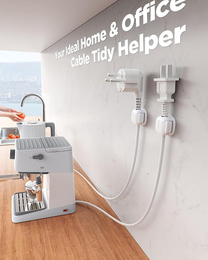 6Pack Cord Organizer, Chfeila Compact Dual Spring & Clasp Lock Cable Management Clips, Adhesive Phone Charger Keeper, Wire Holder for Nightstand/Wall/Car, Home Office Desk Accessories Decor Essentials