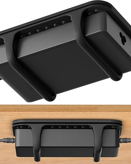 ELETIUO Universal Silicone Laptop Charger Holder,Under Desk Power Brick Mount Organizer for Charging Brick & Cables,Flexible Non-Slip Power Bricks Mount,Secure Supply Holder for Laptop Charger,Black
