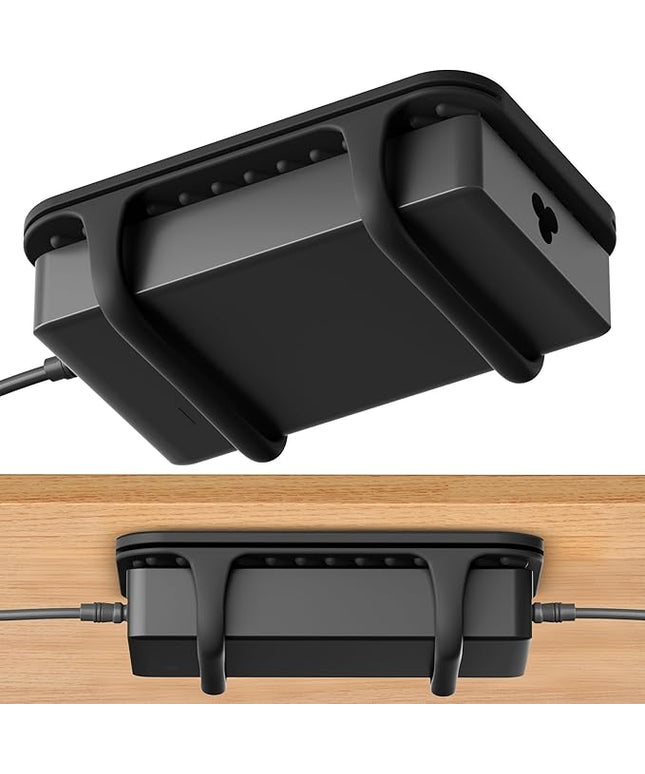 ELETIUO Universal Silicone Laptop Charger Holder,Under Desk Power Brick Mount Organizer for Charging Brick & Cables,Flexible Non-Slip Power Bricks Mount,Secure Supply Holder for Laptop Charger,Black