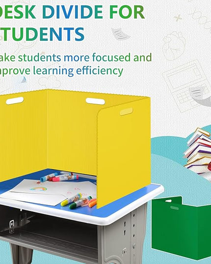 24 Pcs Desk Dividers for Students Classroom Plastic Privacy Folders Muticolored Test Dividers for Students Desks Trifold Privacy Panel Partitions for School Teacher Supplies (24pcs Muticolored)