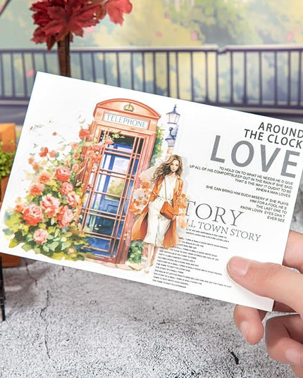 AuriicLeaf Telephone Booth PET Sticker Set, 80PCS Vintage Street Scene Stickers for Scrapbooking, Journaling, DIY Crafts, Planner Decoration, and Aesthetic Collage