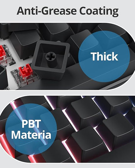 Guffercty kred Black Blank Keycaps Thick PBT Cherry Profile, 129 Keys Minimalist Dolch Keycap Set with 7U Spacebar for Mechanical Keyboard(Blank Black)