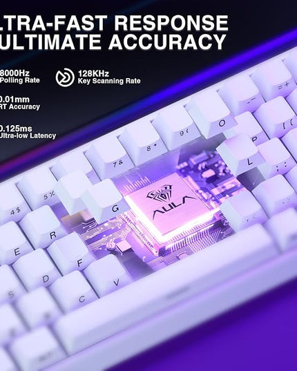 AULA Hero 68 HE 60% Gaming Keyboard Wired, Hall Effect Magnetic Switch Keyboard with Adjustable Actuation, Fast Trigger Mode, 8K Hz Polling Rate, 0.125ms Latency,Side Printed PBT Keycaps, RGB Backlit