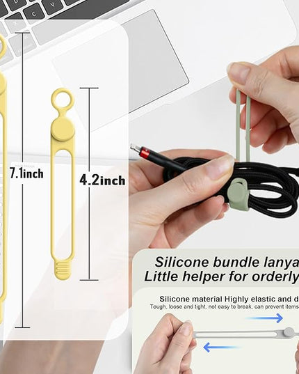 Nearockle Silicone Cable Ties Cord Organizer for Cable Management, 20PCS 4.2" and 7.1" Reusable Cable Organizer Electronic Accessories for Home, Office, Kitchen, School, Travel (5 Colors)