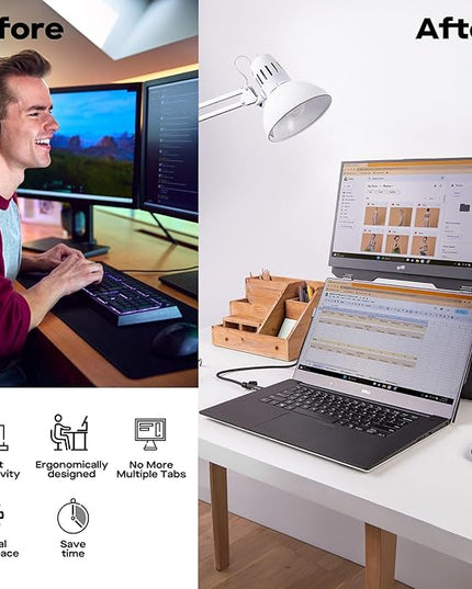Duex Float Mobile Pixels 15.6" Stacked Portable Screens, Full HD IPS 1080P Touchscreen Monitor with Built-in Kickstand, USB Type-C/HDMI Plug and Play, Support Windows/Mac/Android/ChromeOS/Switch