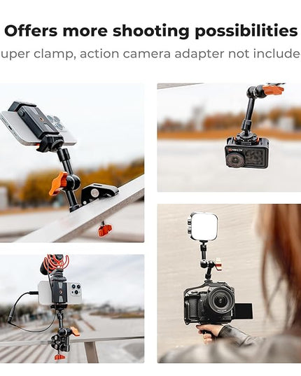 K&F CONCEPT 6" Magic Arm Kit 1/4" Screw 360°Ballhead Articulating Mini Arm Mount for Monitor, LED Light, Webcam