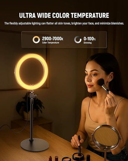NEEWER 10" 20W LED Ring Light with Desk Stand Phone Holder for iPhone Laptop, Bi Color 2900K-7000K, USB C PD Input, CRI97+ 1660LX/0.5m, Selfie Makeup TikTok Recording Video Conference Lighting, RH10B