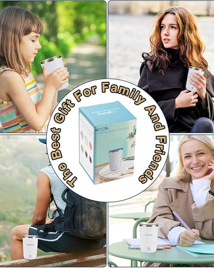 HGHOHG Self Stirring Coffee Mug, 2025 New Automatic Magnetic Stirring Cup, 12Oz, Rechargeable Electric Mixing Cup for Coffee, Milk, Tea,Portable For Travel, Office,School, Gym And Gift (White)