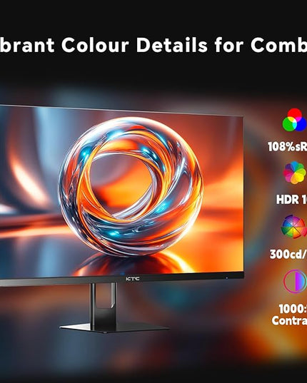 KTC 27 Inch Gaming Monitor 180Hz, Full HD 1920x1080 Fast IPS Computer Monitor, DP 1.4 & HDMI 2.0 Ports 1Ms FreeSync Frameless PC Gamer Monitor, HDR, VESA Mount, H27F22