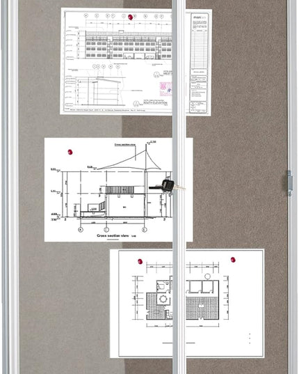 BIBOC Enclosed Felt Bulletin Board 36x24 inch Lockable Cork Noticeboard Display Cases Tamperproof Notice Poster Memo Board with Class Aluminum Frame (Felt, 24×36 inches)