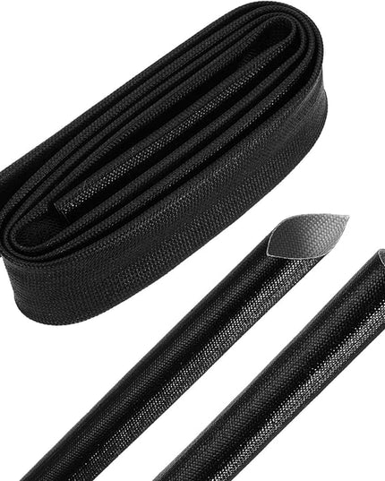MECCANIXITY 3ft Braided Cable Sleeve, 1" ID 200C High Temperature 1500V Fiberglass Wire Insulation Cord Protector Organizer Wires Management for Motor Engine Fuel Line, Black