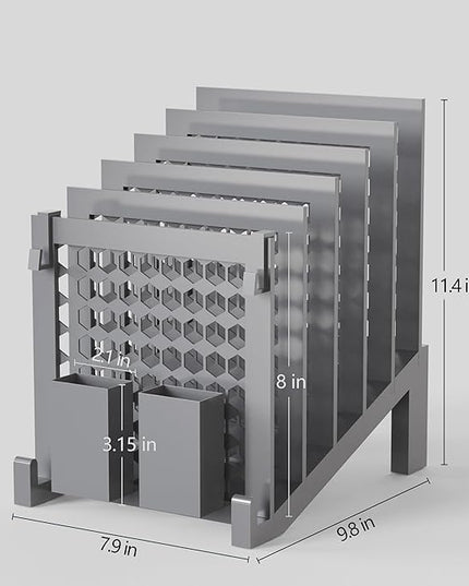 File Organizer for Desk with Storage Box & Hook, Inclined File Organizer with 5-Section Vertical File Holder suitable for Home Office Document Organization (Desk Gray)