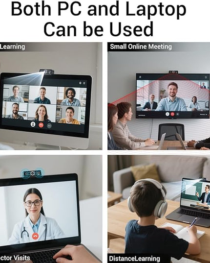 2K Webcam for PC, Full HD Video Calling, HD Light Correction, Works with Skype, Zoom, FaceTime, Hangouts, PC/Mac/Laptop/MacBook/Tablet