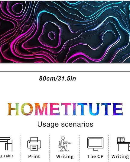 Large Mouse Pad Gaming Mousepad 31.5 x 11.8 Inch Keyboard Desktop Mat Diatomite XL Mouse Pad for Home and Office Desk Accessories with Neon Abstract Wave Pattern Artwork Diatomite