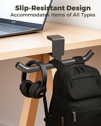 80-lb Heavy-Duty Bag Hook for Desk or Table,Adjustable Purse Hanger,Purse Hook,Backpack Holder for Table & Handbag Hanger,Space-Saving Organizer for Classroom, Dorm Office,Home,and Cafe Tables (Black)