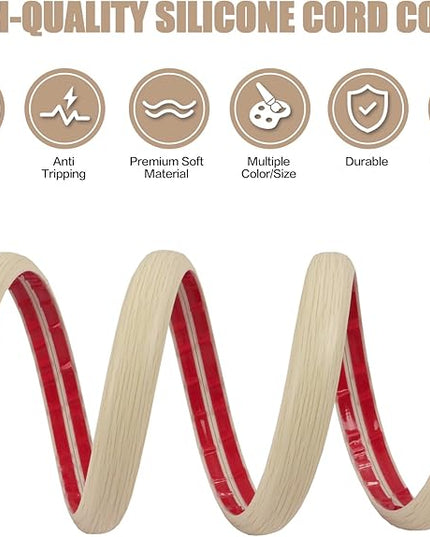 Floor Cord Cover Self Adhesive Cord Hider,10FT Cable Management, Extension Strip Protector for Wires, Prevent Cable Trips for Offices, Gyms, Exhibitions Cavity:0.51"(W) x 0.3"(H) Yellow Wood