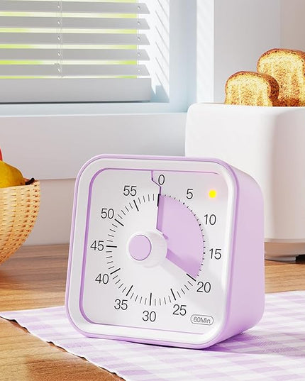 InfPokid Visual Timer for Kids with Pause Function, 60 Minute Countdown Timer for Kids Desk Study, Teaching, Kitchen Cooking, Office Meetings, Time Management for ADHD (Purple)