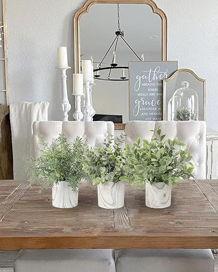 Hollyone Faux Plants Indoor Artificial Mini Potted Plants Plastic Green Plant Small Fake Plants Eucalyptus Decor in Pots for Home Table Room Bathroom Decor