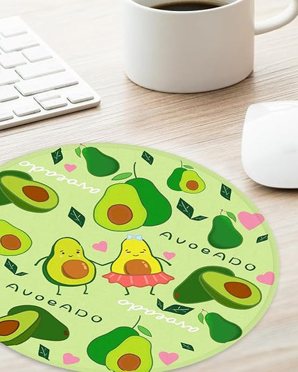 Avocado Round Mouse Mat, Funny Small Mouse Pad with Non-Slip Rubber Base, Home Office Decor Desk Accessory, 8.7 Inch Round
