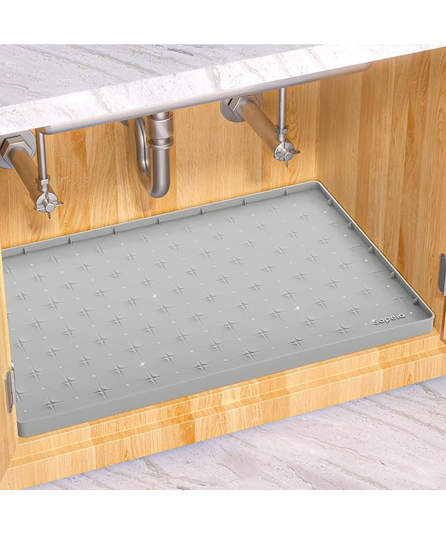 Sdpeia Under Sink Mat 34"×22" Waterproof Silicone Cabinet Liner & Sink Protector for Kitchen & Bathroom, Multi-Purpose Organizers Tray for Pets, Laundry, Cat Litter Mat