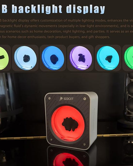 Ferrofluid Sound Dancing,Ferrofluid in RGB Light,Ferrofluid Display for Desktop Decor,Sci-Fi Gifts(No Speaker/Sound Pickup Display)