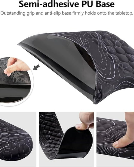 Mouse Pad Wrist Support, Laokiiy 2 in1 Keyboard Wrist Rest+ Ergonomic Mouse Pad, Non-Slip Wrist Rest for Computer Keyboard, Made Easy Typing & Relieve Wrist Pain(Black White)
