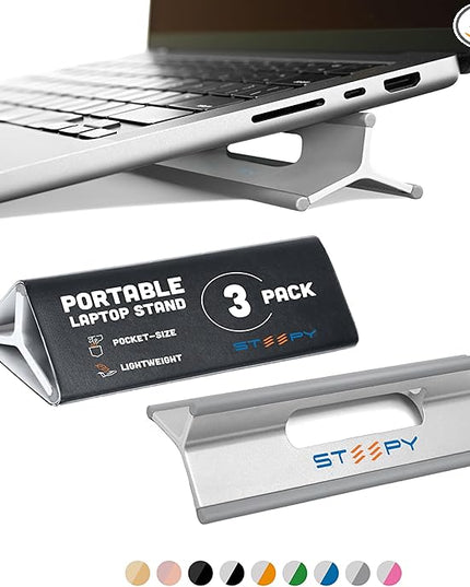 Steepy Portable Laptop Stand for Desk – Adjustable Height, & Portable Laptop Holder – Ergonomic Computer Stand for Cooling & Comfort – Slip-Proof, Sturdy Design – Universal Fit for 13-17 Inch Devices