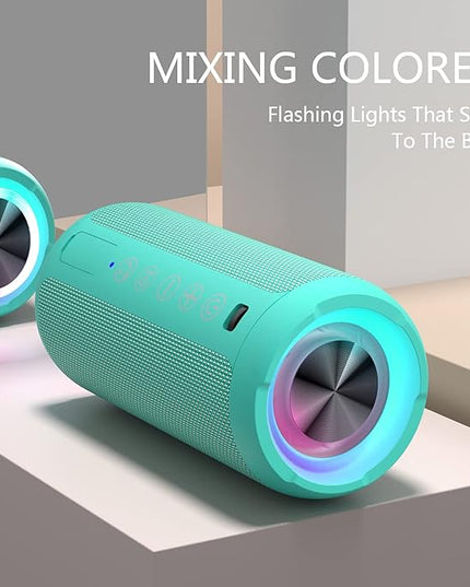 Ortizan Portable Bluetooth Speakers, IPX7 Waterproof Wireless Speaker with 24W Loud Stereo Sound, Outdoor Speaker with Bluetooth 5.3, Deep Bass, RGB Lights, Dual Pairing, 30H Playtime for Home, Party