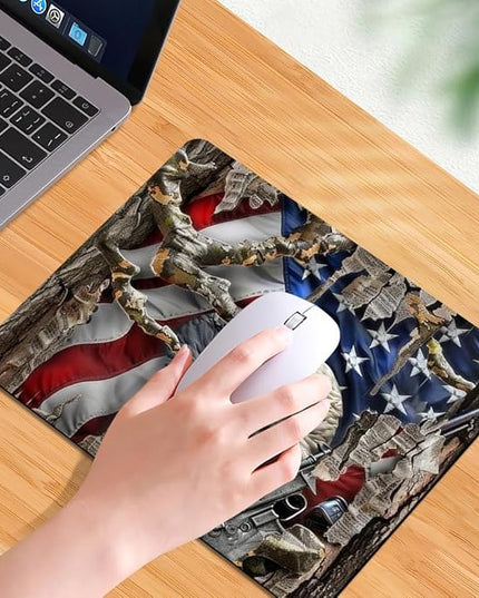 American Flag Eagle rip Oak camo Square Mouse pad, Texture, Waterproof, Anti Slip Rubber Base, Computer Mouse pad, Laptop Mouse pad