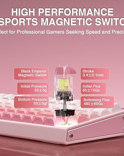 AULA Hero 68 HE 60% Wired Gaming Keyboard, Hall Effect Magnetic Switch Keyboard with Adjustable Actuation, Fast Trigger Mode, 8K Hz Polling Rate, 0.125ms Latency,RGB Backlit, Side Printed PBT Keycaps