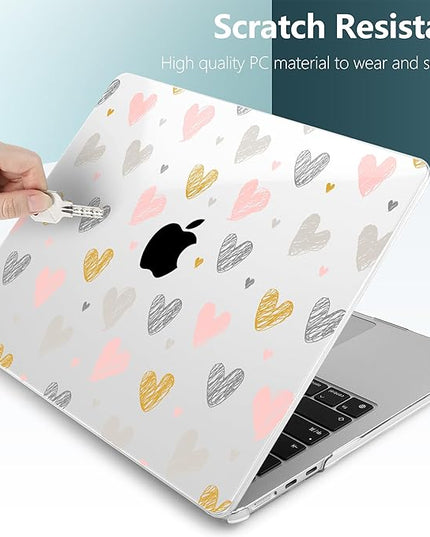 DONGKE for M4 MacBook Air 13.6 Inch Case 2025 2024 2023 2022 Model A3240 A3113 A2681 M3 M2 Chip, Plastic Hard Shell Case Cover with Touch ID for MacBook Air 13 Inch M4 - Hearts