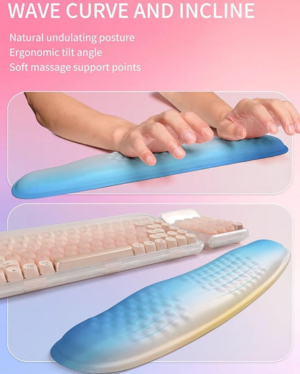 Hokafenle 2in1 Combination, Wave Keyboard Wrist Rest and Ergonomic Curvature Mouse Pad Wrist Support for Relieve Wrist Pain, Filled with Soft Cushion Memory Foam, Sunrise