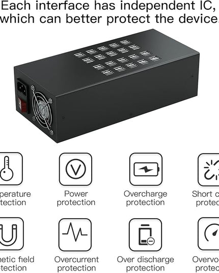 Charging Station for Multiple Devices, 40-in-1 USB Charging Hub, 40 Port 300W USB Charging Station, Multiple USB Charging Station for iPhone, iPad, Samsung, Tablets, and Other Electronics
