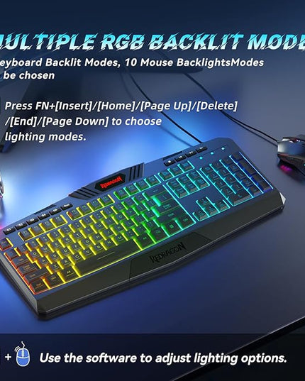 Redragon S101-3 PRO Gaming Keyboard and Mouse, RGB Backlit Programmable Keyboard Mouse with Software, Independent Macro Record Keys, Value Combo Set, New Update Version