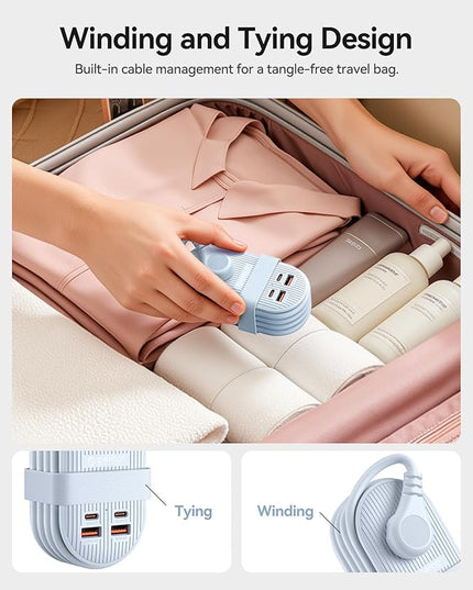 ORICO 45W Power Strip for iPhone 17 and Galaxy S25, 7 in 1 Charging Station with 3AC, 2 USB-A, 2 USB-C, 4ft Thin Extension Cord, Flat Plug Fashion Essential for Travel/Home/Office/Library/Dorm - TK45