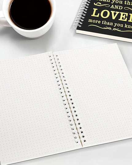 2Pcs Spiral Dotted Notebook,Inspirational Gifts A5 Dot Grid Spiral Notebook for Work & Sketching,Perfect for Office School Home Supplies,160 Pages (2, Dot Grid Black)