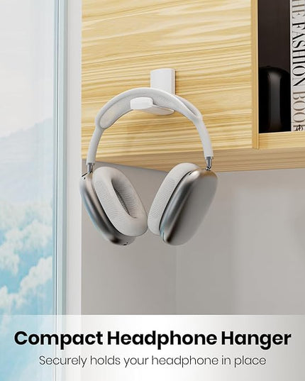 Sticky Headphone Stand Controller Holder - EURPMASK Upgraded Adhesive Gaming Headset Hook, Headphone Holder for Desk with Soft Rubber Pads, Universal PC Gaming Accessory Controller Headset Stand,White