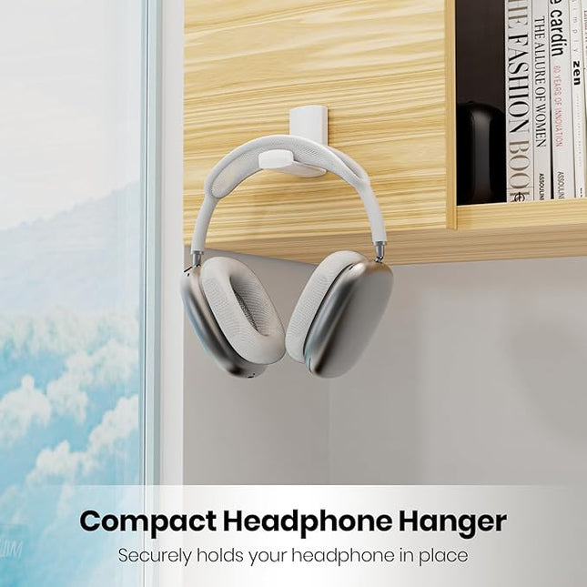 Sticky Headphone Stand Controller Holder - EURPMASK Upgraded Adhesive Gaming Headset Hook, Headphone Holder for Desk with Soft Rubber Pads, Universal PC Gaming Accessory Controller Headset Stand,White