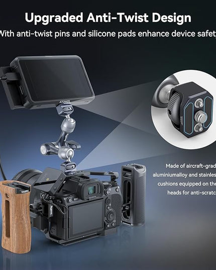 SMALLRIG 7" Rosette Magic Arm, Camera Monitor Mount, Articulating Arm with 1/4"-20 Screws and Anti-Twist Pins, Max Load Capacity 3.5kg Friction Arm, for Cameras, Monitors, LED Lights and Phones