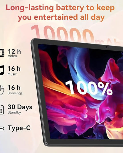 URAO Tablet｜14 inch Android 15 Tablet｜30GB RAM 256GB ROM｜1920 * 1200 IPS FHD｜10000mAh 30W Fast Charging｜Octa-core Processor｜Wi-Fi 6, BT 5.4｜Dual Camera with Keyboard｜Mouse｜Stylus｜Case｜Headphone
