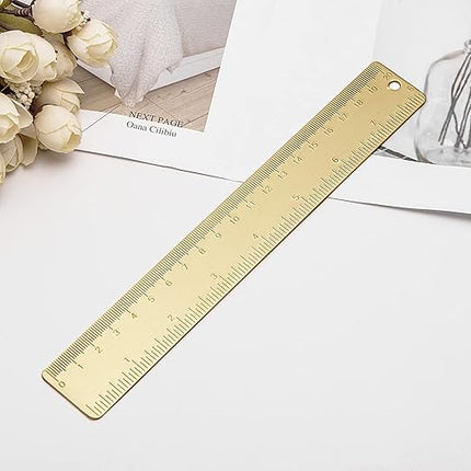 Brass Ruler Straight Ruler Measuring Tool for Student School Office(20cm 7.9inch) Students Stationery