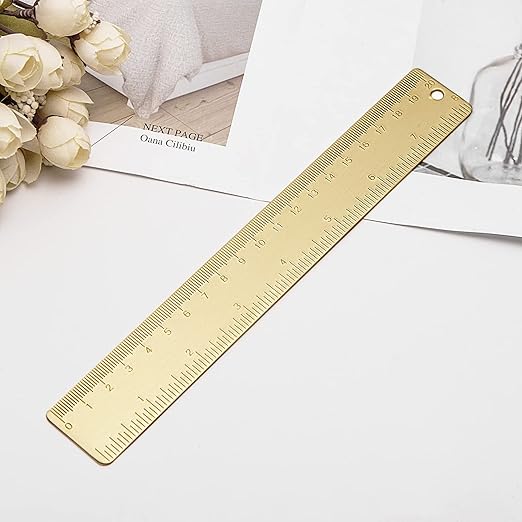 Brass Ruler Straight Ruler Measuring Tool for Student School Office(20cm 7.9inch) Students Stationery