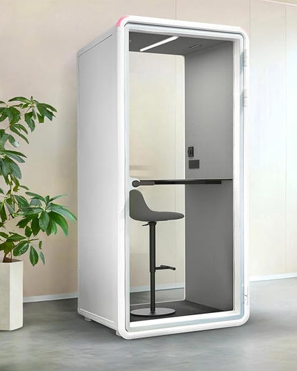 Quiet Meeting Pod with Acoustic Panels, Office Soundproof Booth with Furniture, Portable Removable Working Booth for Private Phone Calling, Study, Individual Seater Personal Office H92in W43in D40in
