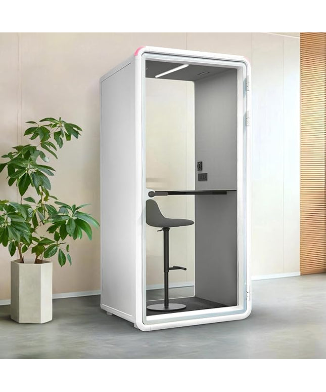Quiet Meeting Pod with Acoustic Panels, Office Soundproof Booth with Furniture, Portable Removable Working Booth for Private Phone Calling, Study, Individual Seater Personal Office H92in W43in D40in
