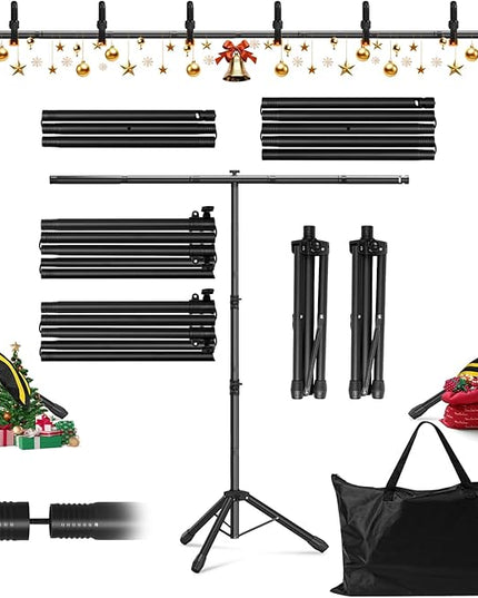 Backdrop Stand 10x7.5 FT for Photography Studio, 3-in-1 T-Shape Photo Backdrop Stand Kit for Birthday Party, Background Stand for Photo Video Studio with Carring Bag, Banner Stand with 2 Sandbags