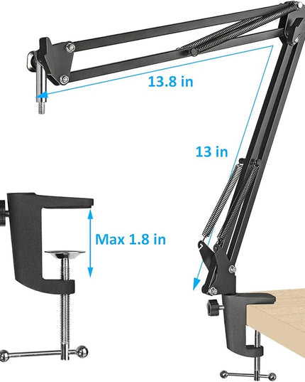 SUNMON MV7 Boom Arm Mic Stand with Pop Filter, Adjustable Suspension Boom Scissor Arm Stand with Pop Filter Compatible with MV7, MV7X adn SM7B Microphone by SUNMON