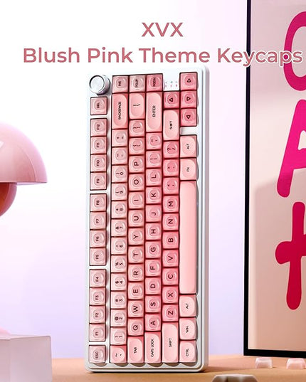 OHY PBT Keycaps, XVX Pink Jelly HOA Profile Key Cap, 132-Key Cute Custom Keycaps (for Mechanical Keyboards with Cherry/Gateron MX Switches)-Blush Pink