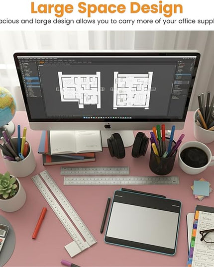 PayLessHere | 39 Inch Computer Desk | Pink | Office Desk with Metal Frame, Adjustable Feet | Water-Resistant, Scratchproof Surface | Sturdy Writing Table for Home Office or Study | Pack of 1
